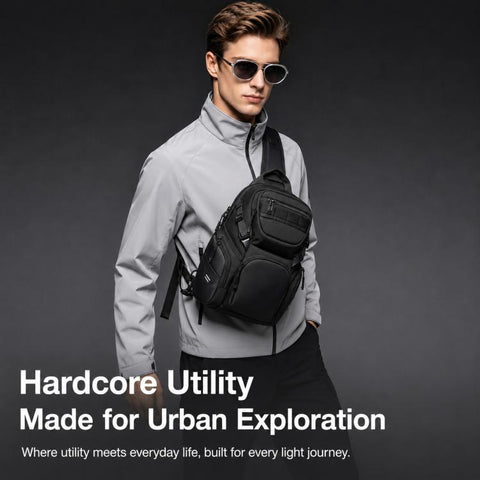 OZUKO Men 12L Large Capacity Multifunctional Outdoor Cycling Crossbody Chest Bag