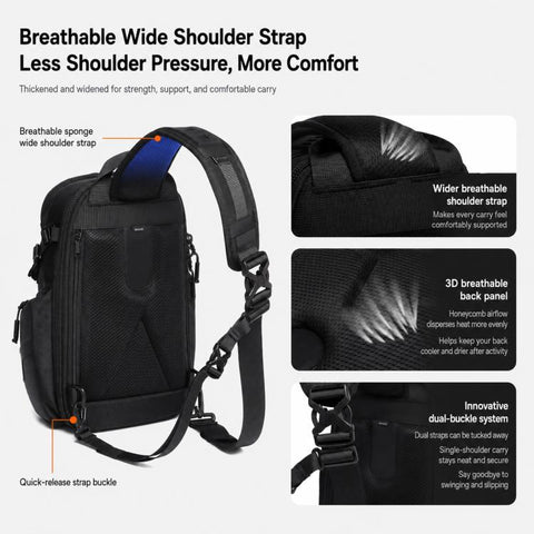 OZUKO Men 12L Large Capacity Multifunctional Outdoor Cycling Crossbody Chest Bag