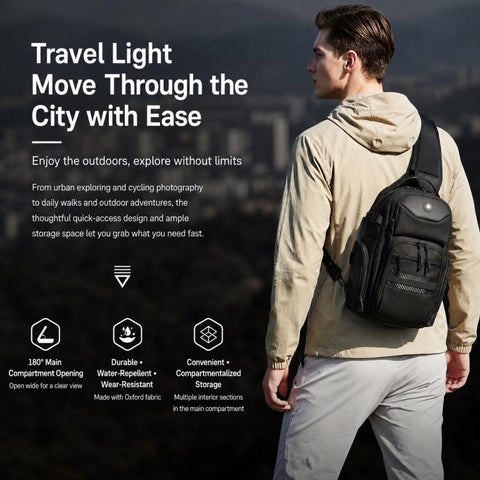 OZUKO Men 11L Large Capacity Outdoor Techwear Commuter Crossbody Chest Bag