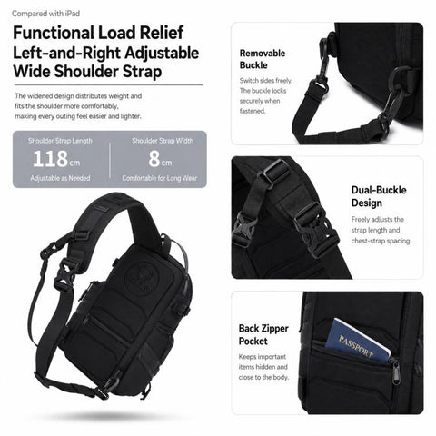 OZUKO Men 11L Large Capacity Outdoor Techwear Commuter Crossbody Chest Bag