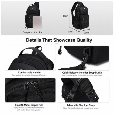 OZUKO Men 11L Large Capacity Outdoor Techwear Commuter Crossbody Chest Bag