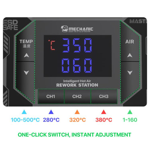 MECHANIC AirNova SE 1000W Smart Temperature Control Hot Air Gun Desoldering Rework Station, EU Plug, US Plug
