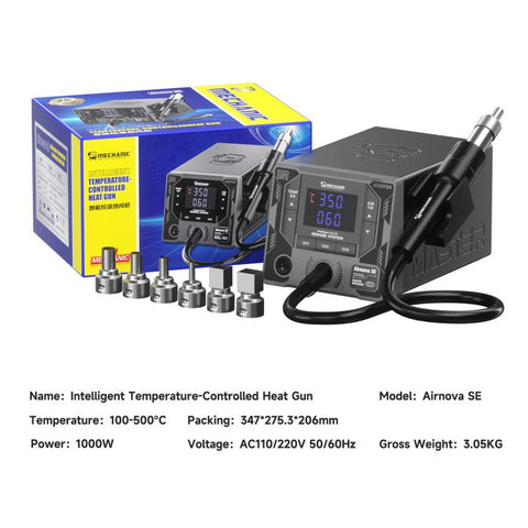 MECHANIC AirNova SE 1000W Smart Temperature Control Hot Air Gun Desoldering Rework Station, EU Plug, US Plug