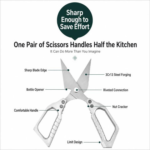 LsCook Multifunctional 3Cr13 Stainless Steel Kitchen Poultry Shears, Kitchen Poultry Shears