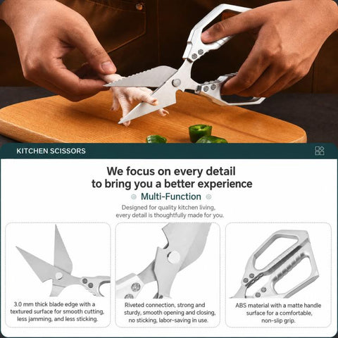 LsCook Multifunctional 3Cr13 Stainless Steel Kitchen Poultry Shears, Kitchen Poultry Shears