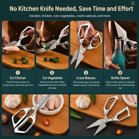 LsCook Multifunctional 3Cr13 Stainless Steel Kitchen Poultry Shears, Kitchen Poultry Shears