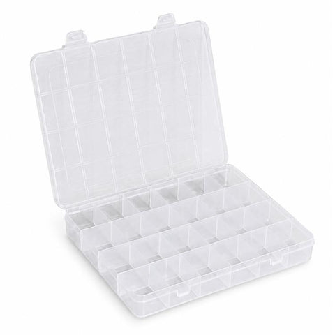 24-Compartment Non-Removable Clear Plastic Organizer Box, 24-Compartment