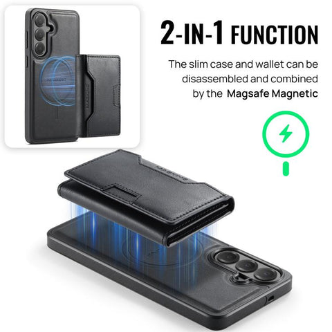 MAGKING K4 Series MagSafe RFID Tri-fold Card Bag Detachable Phone Case, For Galaxy S26 FE 5G