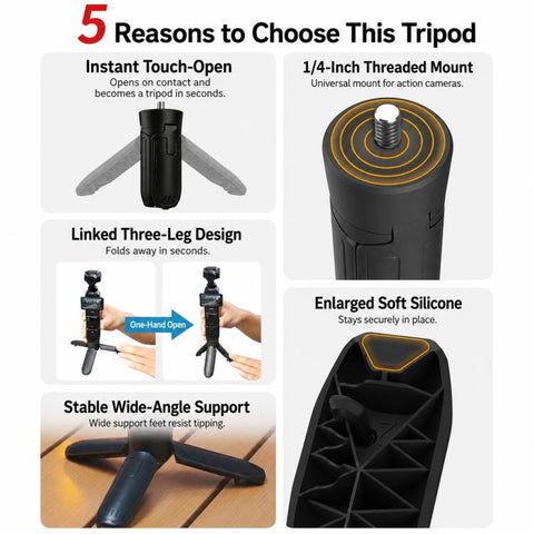 Xasurg Mini Handheld Tripod Pop-up Pocket Gimbal Desktop Holder with 1/4 inch Screw