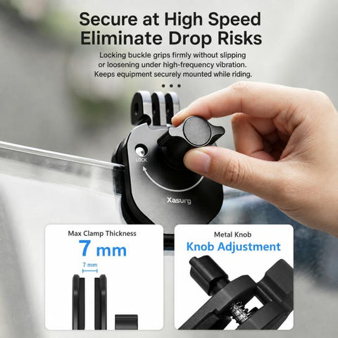 Xasurg Universal Action Camera Motorcycle Windshield Clamp Mount