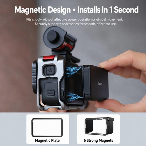 Xasurg Magnetic Sun Hood Foldable Screen Shade For DJI Action 6 /  Insta Ace Pro / Ace Pro 2