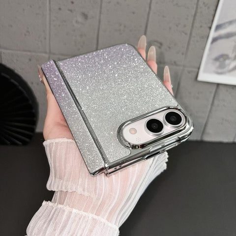 Rebound Hinge Gradient Bling Glitter Phone Case, For iPhone Duo