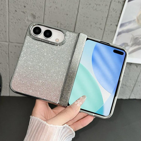 Rebound Hinge Gradient Bling Glitter Phone Case, For iPhone Duo