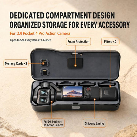 Xasurg Protective Storage Box Cover with Filter & Card Slots, For DJI Osmo Pocket 4P