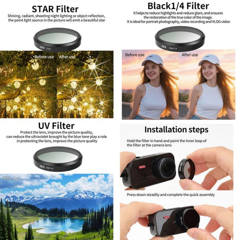 For Hikvision D2 JSR KB Series Quick Release Camera Lens Filter, UV, CPL, ND8, ND16, ND32, ND64, STAR, NIGHT, Black Mist 1/4, 4 in 1 ND8-64, 4 in 1 CPL ND, 6 in 1 ND UV CPL, 8 in 1 Mixed Filter, 12 in 1 Mixed Filter