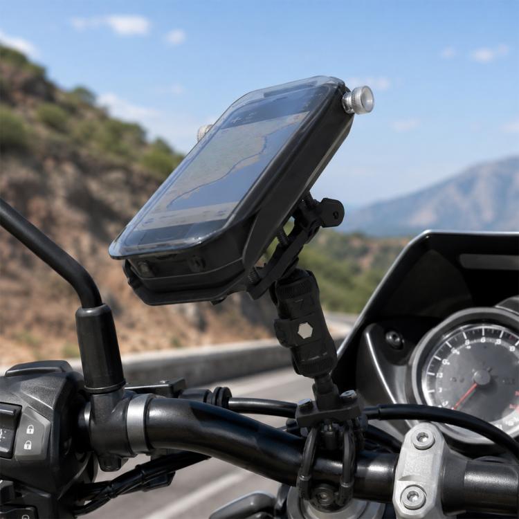 Motorcycle Shock-Absorbing Navigation Phone Holder with Protective Cover, Handlebar, Rearview Mirror