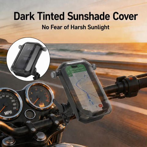 Motorcycle Shock-Absorbing Navigation Phone Holder with Protective Cover, Handlebar, Rearview Mirror