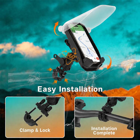 Motorcycle Shock-Absorbing Navigation Phone Holder with Protective Cover, Handlebar, Rearview Mirror