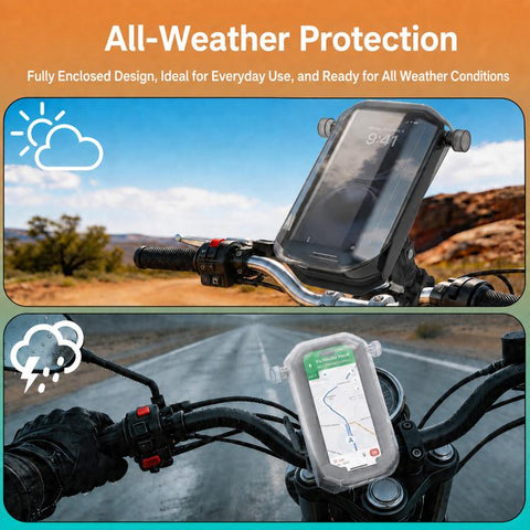 Motorcycle Shock-Absorbing Navigation Phone Holder with Protective Cover, Handlebar, Rearview Mirror