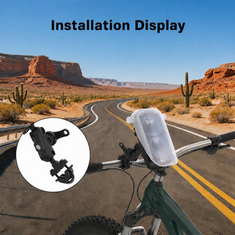 Motorcycle Shock-Absorbing Navigation Phone Holder with Protective Cover, Handlebar, Rearview Mirror