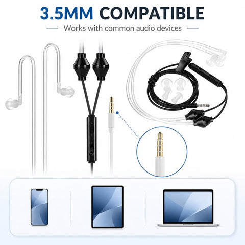 3.5mm Anti-radiation Air-tube Earphone with Dual-ear Microphone