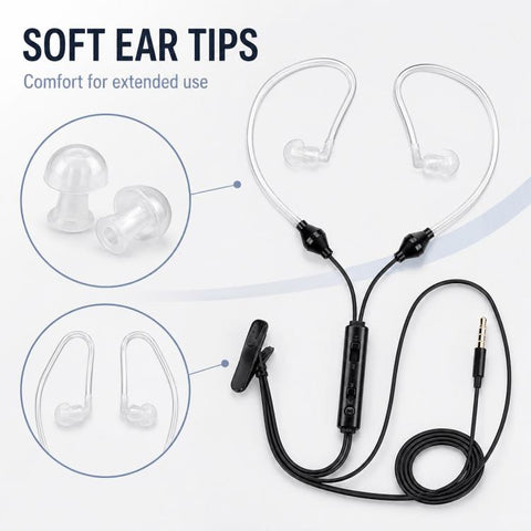 3.5mm Anti-radiation Air-tube Earphone with Dual-ear Microphone