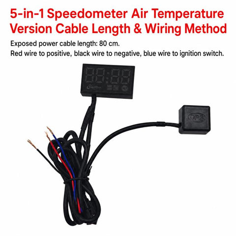 5-in-1 Motorcycle / Electric Bike Multifunctional Vehicle Speedometer with GPS Module, Air Temperature Version, Water Temperature Version