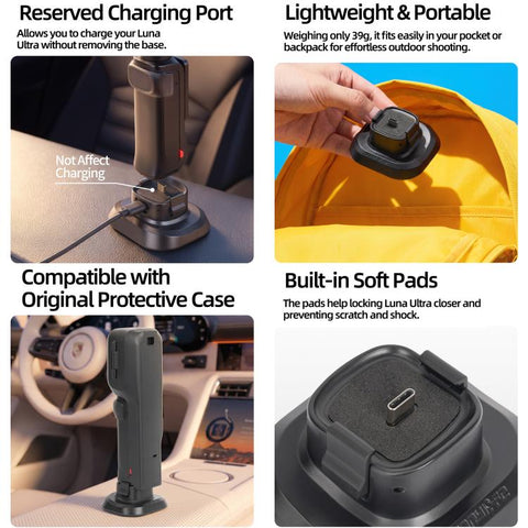 Sunnylife Quick-Release Adhesive Car Base Stand Mount Supporting Holder, For Insta360 Luna Ultra / Pro