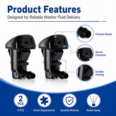2 PCS Front Windshield Washer Wiper Jet Water Spray Nozzle for Ford / Lincoln