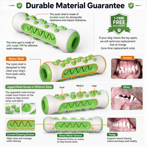 Dog Chewable Bone Shaped Reinforced Gray Shell Teething Stick Pet Toy