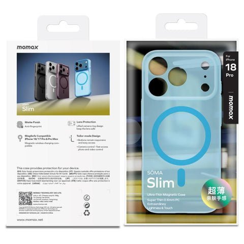 MOMAX SOMA Slim Series Ultra-Thin Skin-Friendly Magnetic Phone Case, For iPhone 18 Pro, For iPhone 18 Pro Max