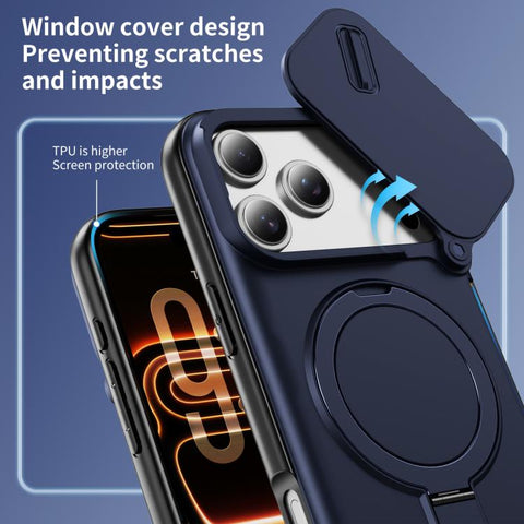 Sliding Camshield Card Slot Magnetic Rotation Holder Phone Case, For iPhone 18 Pro, For iPhone 18 Pro Max, For iPhone 17 Pro Max, For iPhone 17 Pro