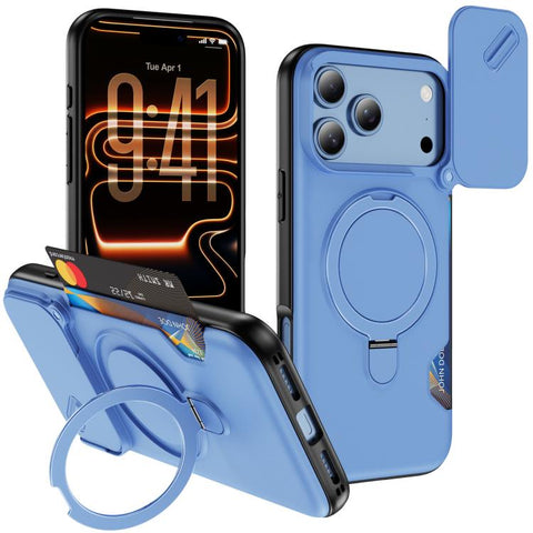 Sliding Camshield Card Slot Magnetic Rotation Holder Phone Case, For iPhone 18 Pro, For iPhone 18 Pro Max, For iPhone 17 Pro Max, For iPhone 17 Pro