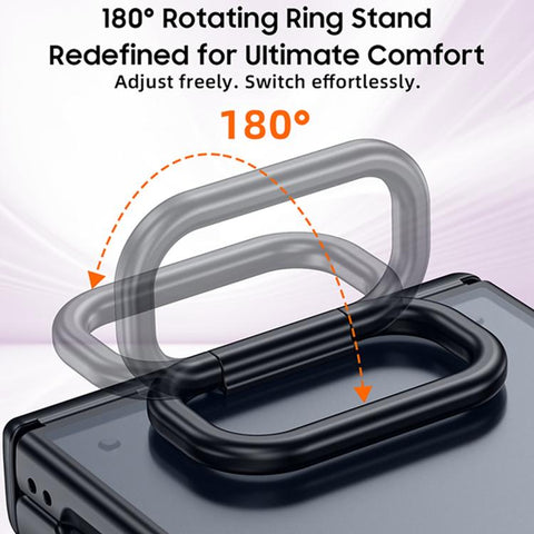 Intergrated Shell And Flim Skin Feel Translucent Phone Case with Ring Holder, For Galaxy Z Flip8 5G
