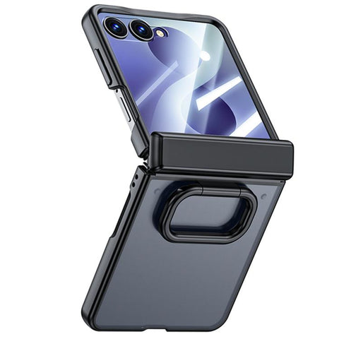Intergrated Shell And Flim Skin Feel Translucent Phone Case with Ring Holder, For Galaxy Z Flip8 5G