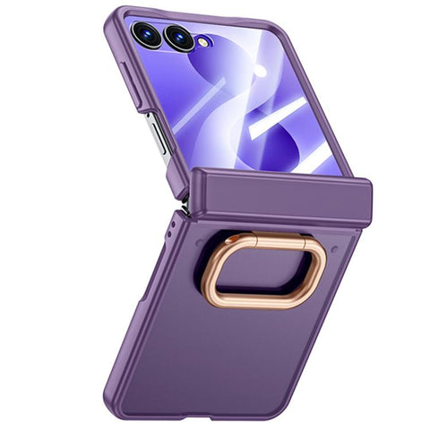 Intergrated Shell And Flim Skin Feel Translucent Phone Case with Ring Holder, For Galaxy Z Flip8 5G