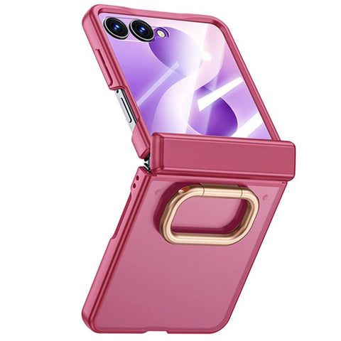 Intergrated Shell And Flim Skin Feel Translucent Phone Case with Ring Holder, For Galaxy Z Flip8 5G