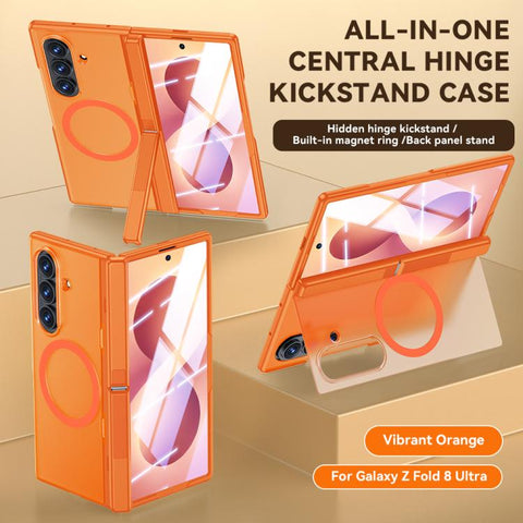 Intergrated Shell And Flim Translucent Back Panel Hinge Holder Magnetic Phone Case, For Galaxy Z Fold8 5G
