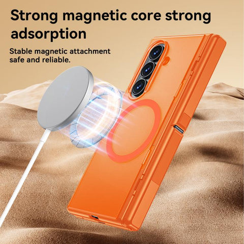 Intergrated Shell And Flim Translucent Back Panel Hinge Holder Magnetic Phone Case, For Galaxy Z Fold8 5G