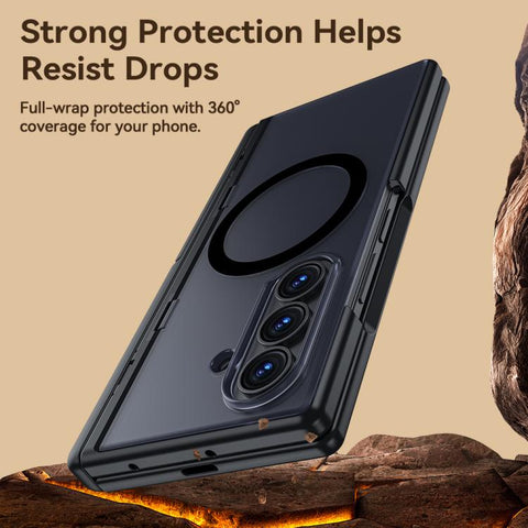 Intergrated Shell And Flim Translucent Back Panel Hinge Holder Magnetic Phone Case, For Galaxy Z Fold8 5G