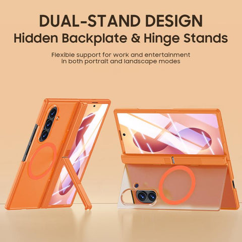Intergrated Shell And Flim Translucent Back Panel Hinge Holder Magnetic Phone Case, For Galaxy Z Fold8 5G