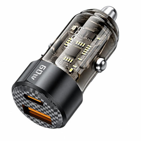Toocki TC-CC25A 60W USB-A USB-C Dual Ports Car Charger, TC-CC25A