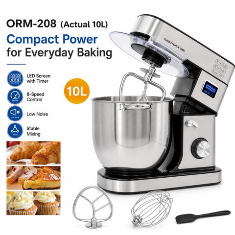ORVICA ORM-208 Tabletop Stainless Steel Dough Kneading Mixing Machine, EU Plug