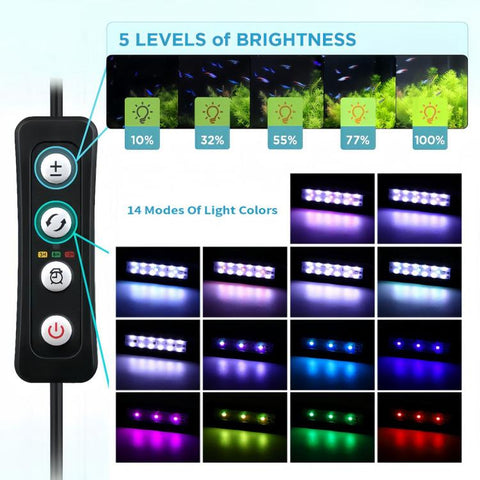 HS-Q1 USB DC5V 6W 15 LEDs Clip-on Aquarium Light with Timer and Dimming Function