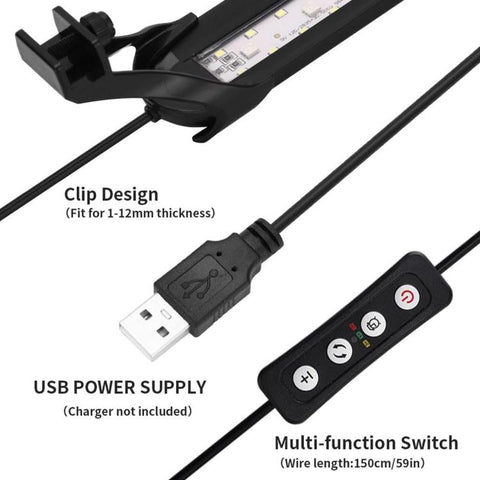 HS-Q30 110V/220V 12W 36 LEDs Clip-on Aquarium Light with Timer and Dimming Function, US Plug, EU Plug, UK Plug, AU Plug
