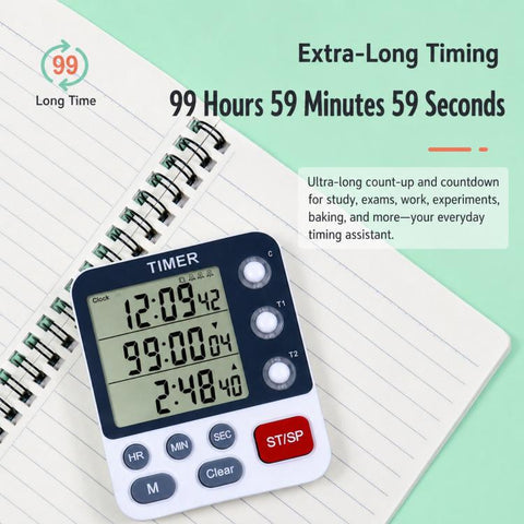 YS-319 Dual-Group Countdown Kitchen Timer Clock & Alarm with Mute and Flashing Light Alert, YS-319