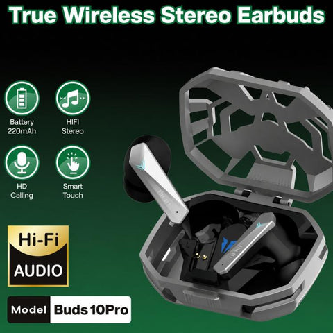 Buds 10 Pro Mecha Style Noise Reduction TWS Wireless Bluetooth Gaming Earphone