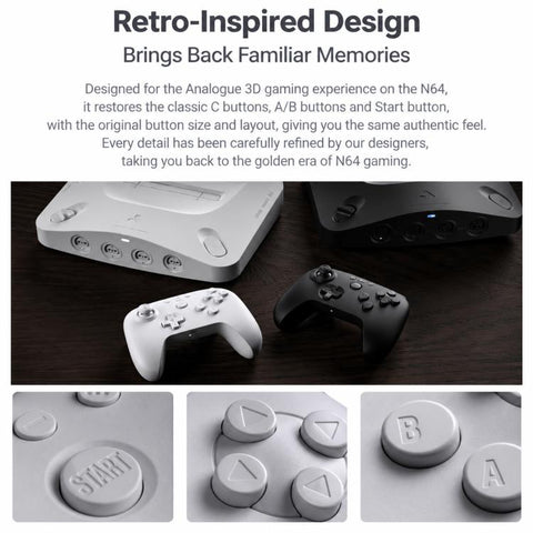 8BitDo N64 Bluetooth Game Controller Gamepad, N64 Bluetooth White, N64 Bluetooth Black