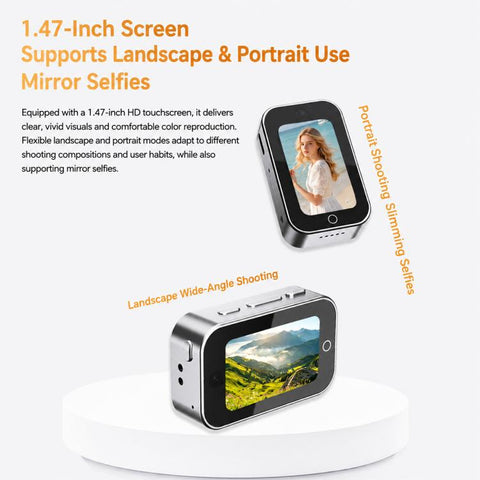 1.47-inch 64MP Mini Magnetic Thumb Camera with Retractable Neck Lanyard, D03 Single Lens, D03 Dual Lens, D03s Single Lens, D03s Dual Lens