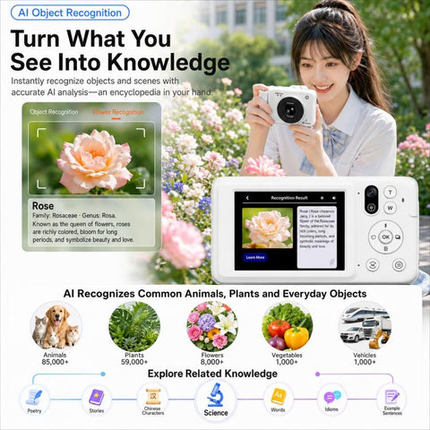 DC309AI IPS 4K Recorder Kids AI Smart Voice Camera, No Memory Card, 16G Memory Card, 32G Memory Card, 64G Memory Card